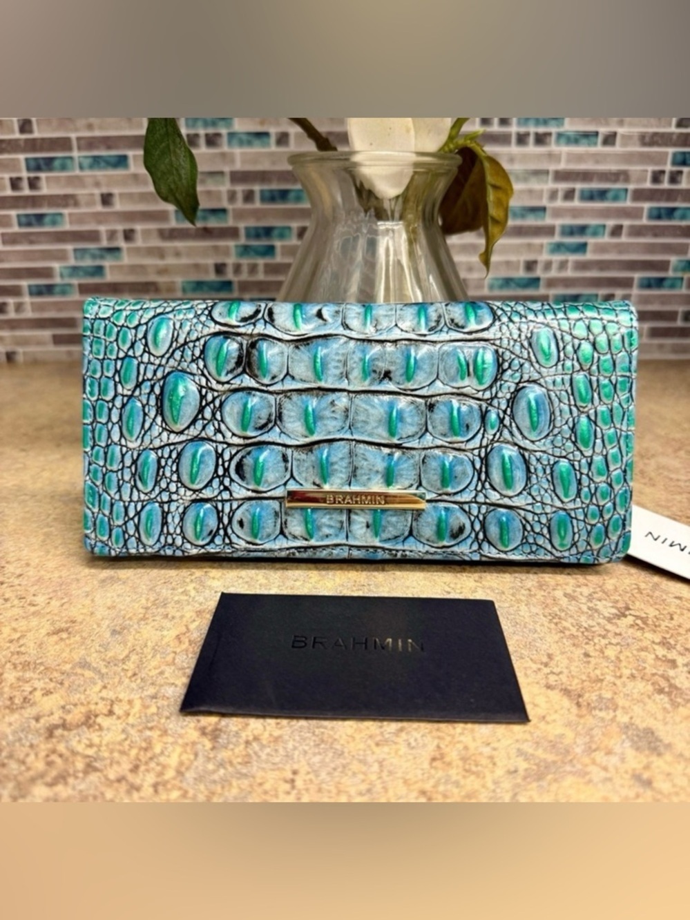 NWT Brahmin Ady Multi Esplanade teal blue wallet